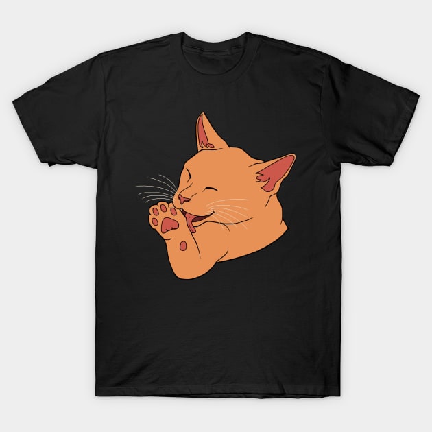 Orange Ginger Cat Licking their Toe Beans T-Shirt by Art by Deborah Camp